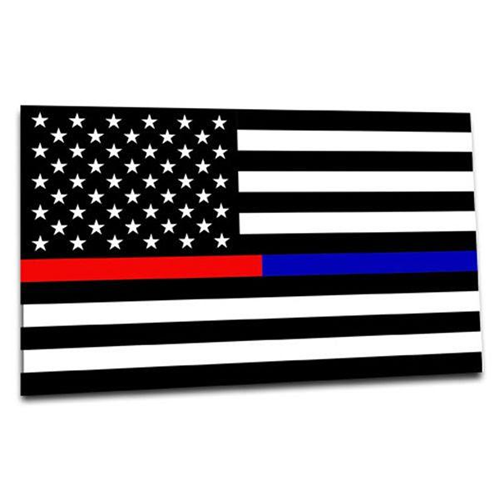 Thin Red Line American Flag Sticker, 6 x 4 Inches