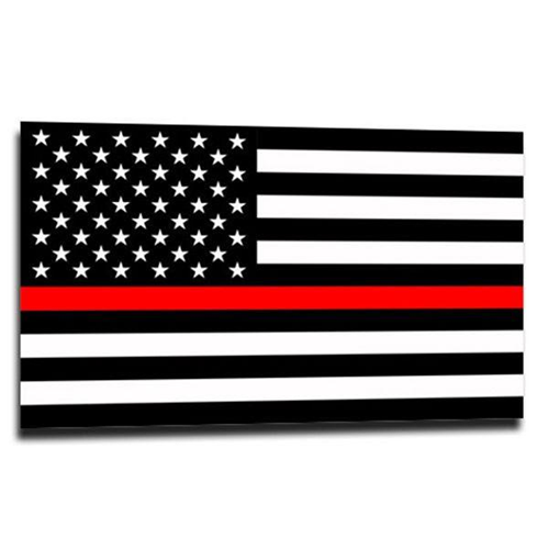 Thin Red Line American Flag Sticker, 6 x 4 Inches