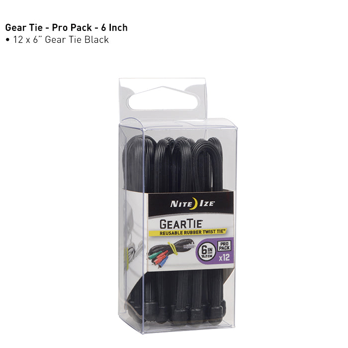 Gear Tie ProPack 6 - 12 Pack - Black