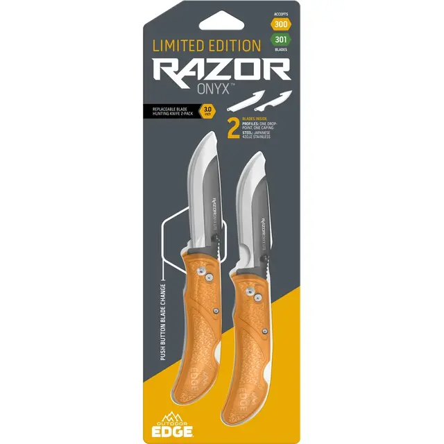 Outdoor Edge Razor Onyx 3"" 2-Pack W/ 2 Blades