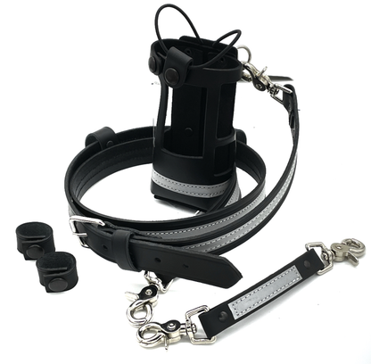 Reflective Firefighter Radio Holder w/ Beltslide, D-Rings & Black Snaps Bundle