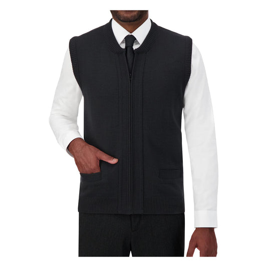 Cobmex Unisex Crew Neck Zip Front Vest with Seed Stitch Placket & Pockets