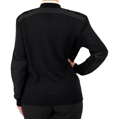 Cobmex Unisex V-Neck "Military" Sweater with VELCRO Epaulets, Shoulder & Elbow Patches
