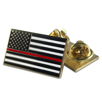 Classic Thin Blue Line American Flag Pin, Double Clutch Backing