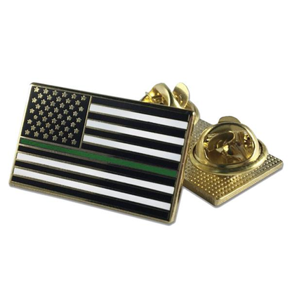 Classic Thin Blue Line American Flag Pin, Double Clutch Backing