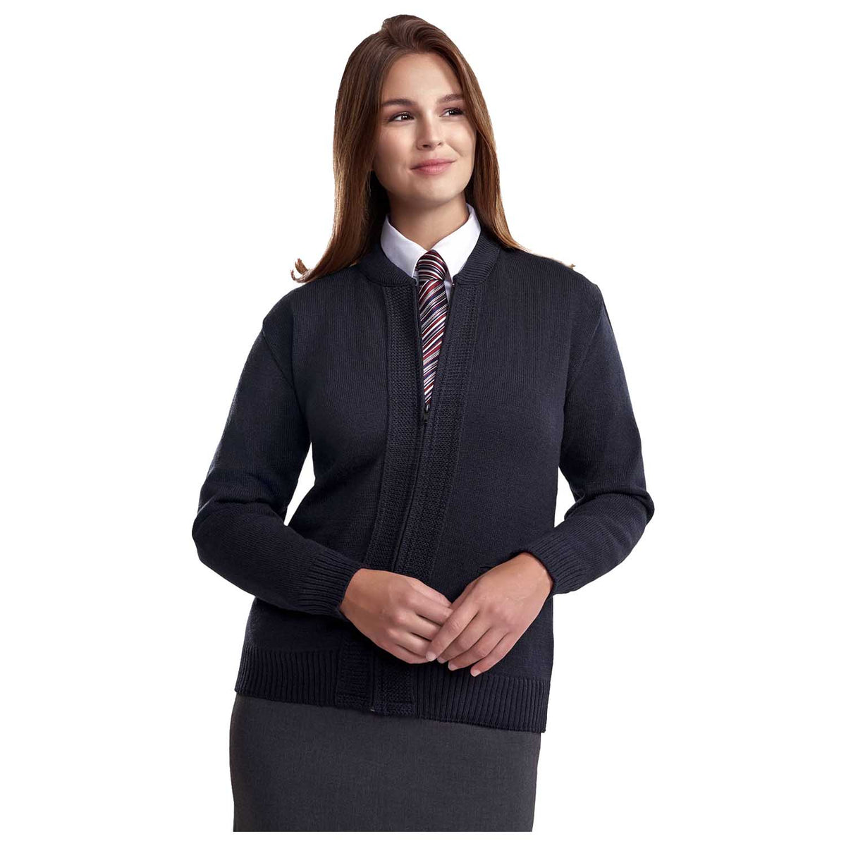 Cobmex Unisex Crew Neck Zip Front Cardigan with Seed Stitch Placket & Pockets, Reinforced Elbows, Ribbed Waistband & Cuffs