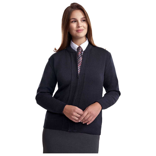 Cobmex Unisex Crew Neck Zip Front Cardigan with Seed Stitch Placket & Pockets, Reinforced Elbows, Ribbed Waistband & Cuffs