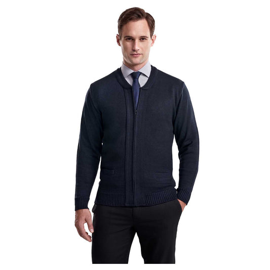 Cobmex Unisex Crew Neck Long Sleeve Zip Front Cardigan with Pockets, Ribbed Waistband & Cuffs