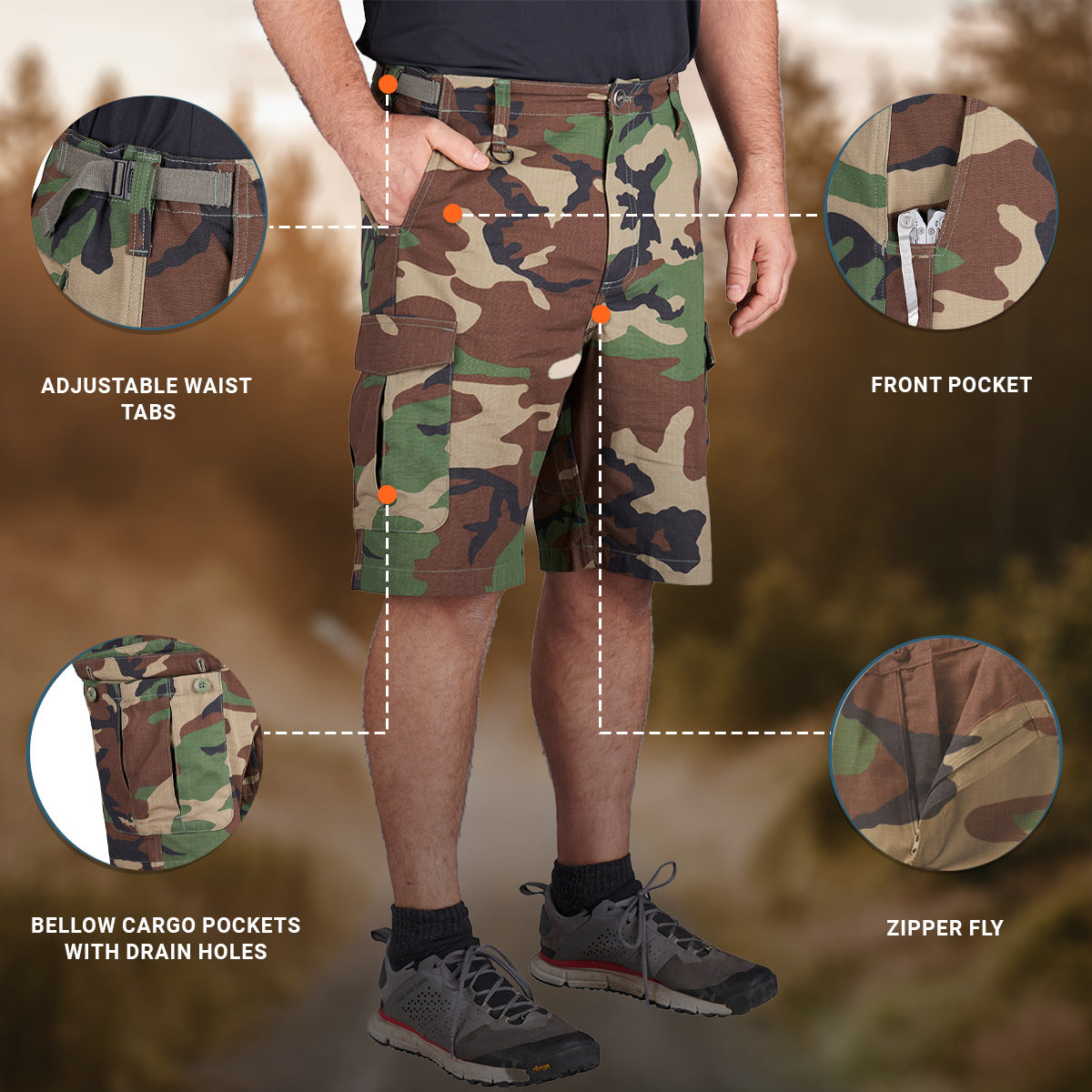 Propper Men's BDU 2.0 Cargo Shorts - Woodland