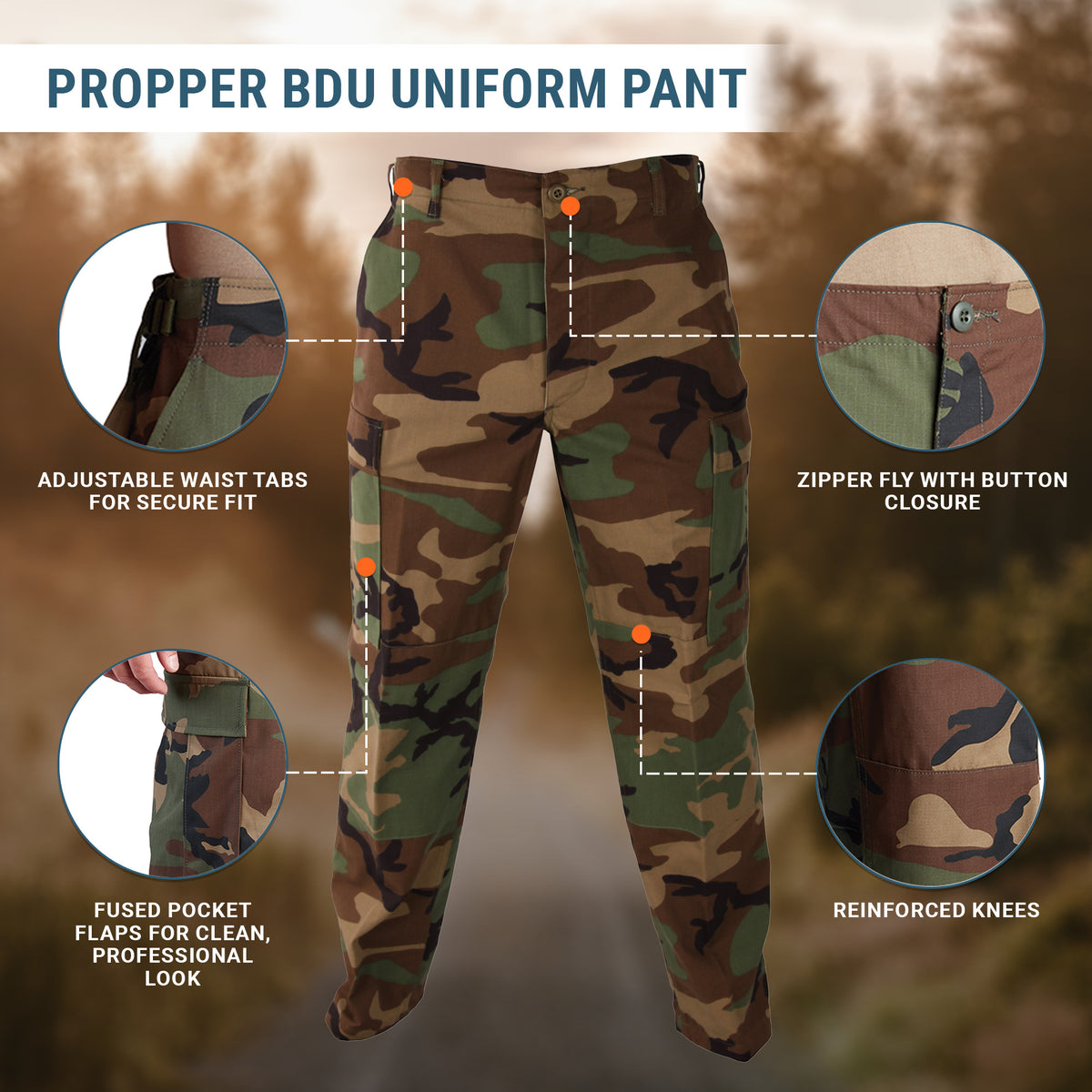 Propper Men's Uniform BDU Trouser - Ripstop - Woodland