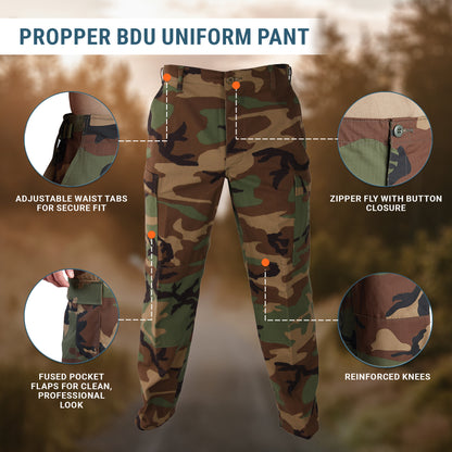 Propper Men's Uniform BDU Trouser - Ripstop - Woodland