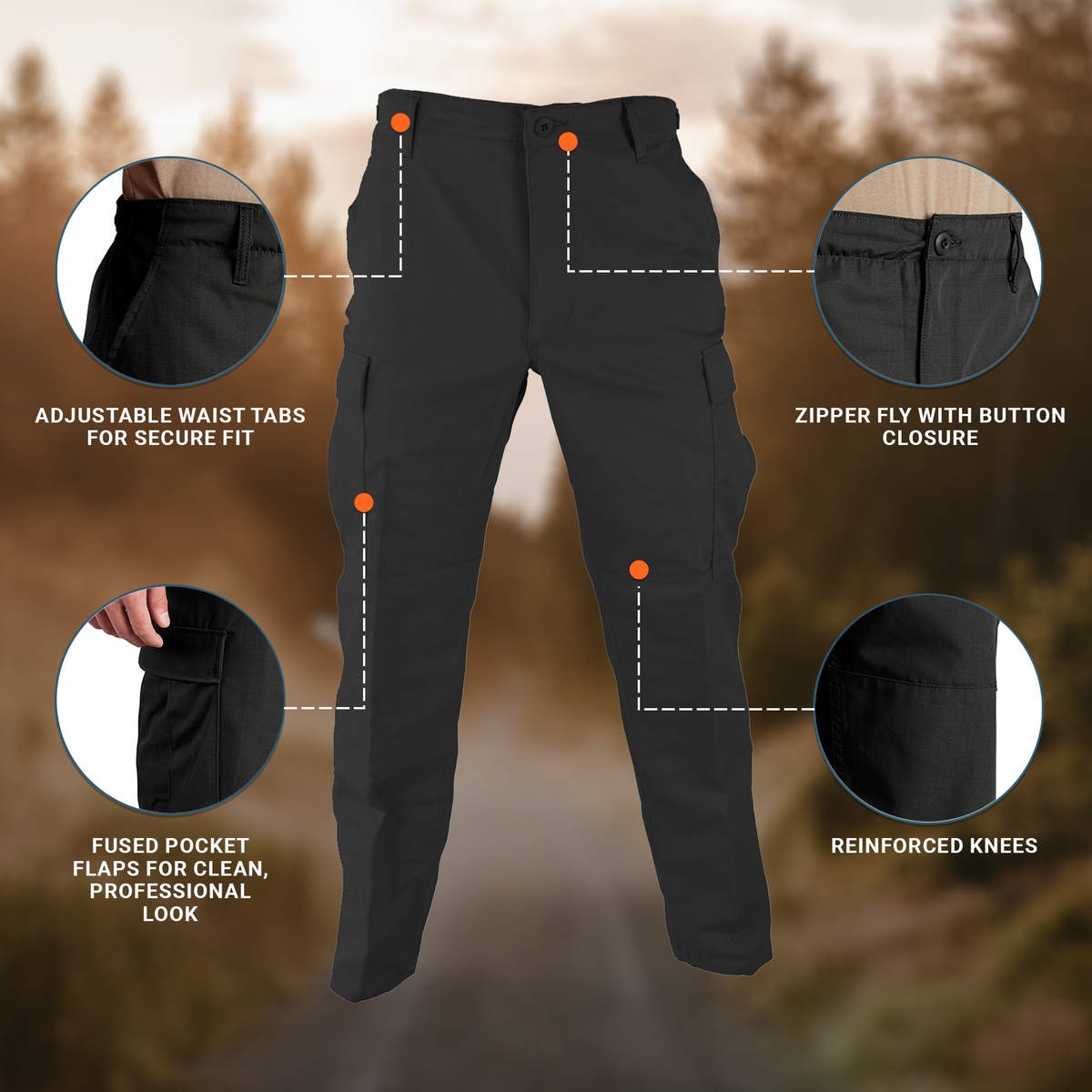 Propper Men's Uniform BDU Trouser - Ripstop - Black
