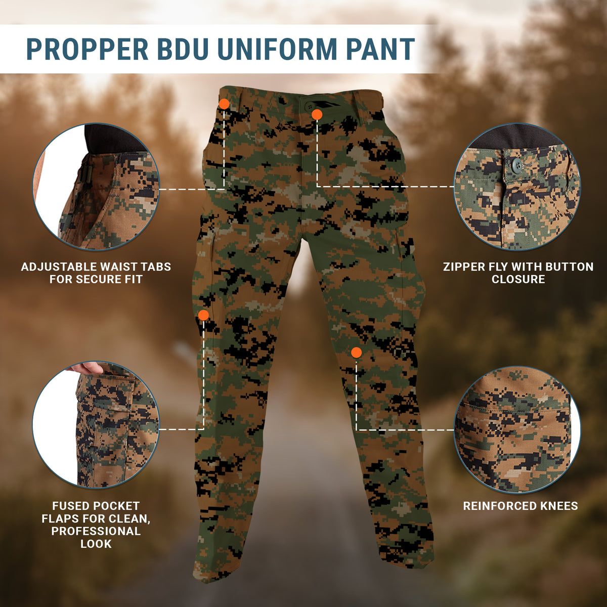 Propper Men's Uniform BDU Trouser - Ripstop - Woodland Digital