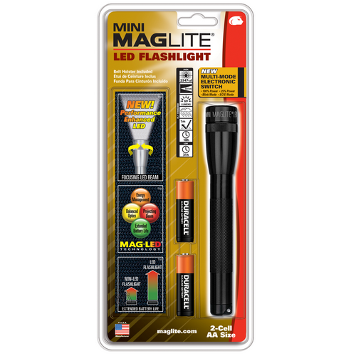 Sp22 Mini Maglite 2 Aa-cell Led Flashlight W/ Holster