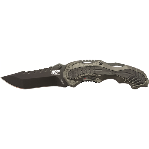 M&p M.a.g.i.c. Assist Liner Lock 4034 Stainless Steel Blade Gray Aluminum Handle W/side Safety & Pocket Clip