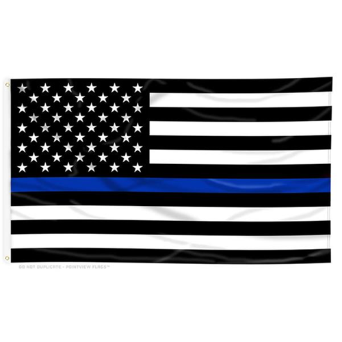 Thin Blue Line American Flag With Grommets