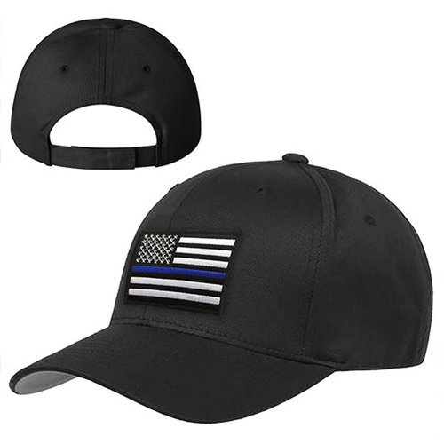 Velcro Hat - Thin Blue Line American Flag, Black