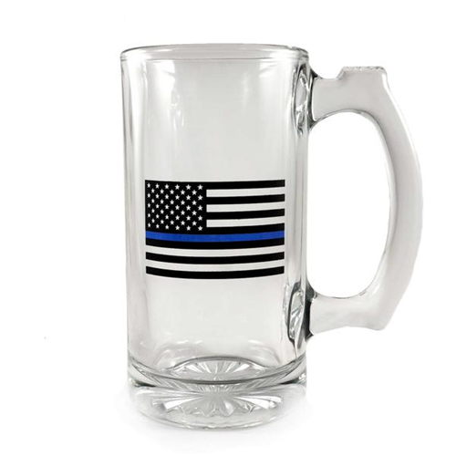 Libbey Deco Glass Mug - Thin Blue Line Flag, 12.5 Oz