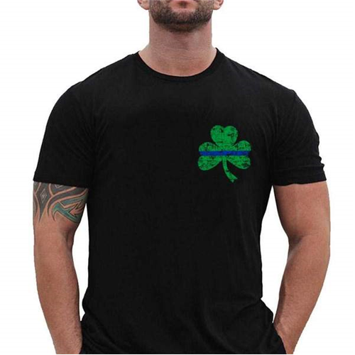 T-Shirt, Small Shamrock, Thin Blue Line