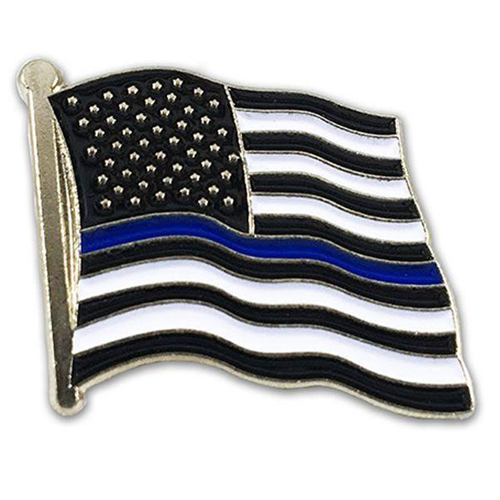 Thin Blue Line Pin - Black Flag with Blue Line