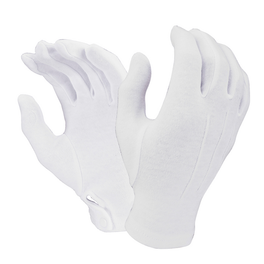 White Cotton Parade Gloves w/ Snap Back